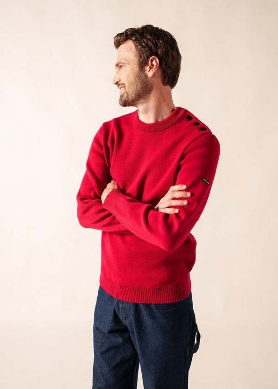 Saint James Cancale Fisherman Sweater Size XXL Red 100% Wool France Nautical